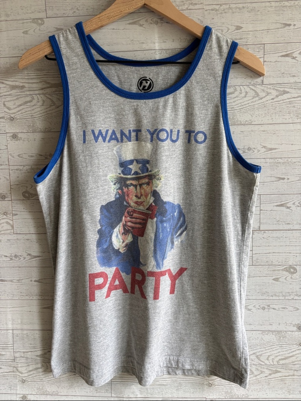 Vintage Uncle Sam “I want you to party” Graphic Tank top USA Solo‎ cup America